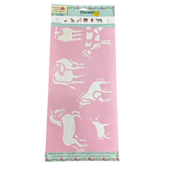 90s Vintage- Stencil Magic by Delta -Horses Cows No. 95 130 0018 NWT - Picture 1 of 7